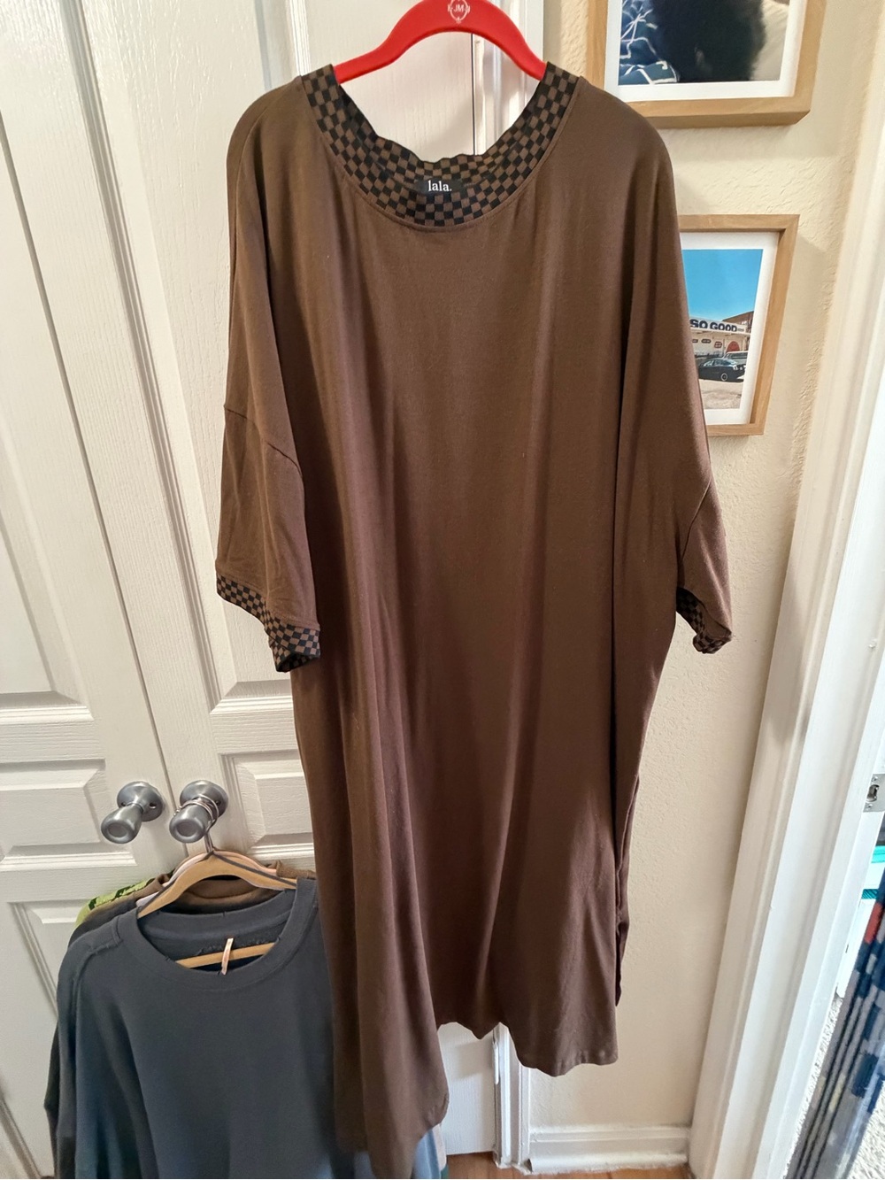 Dressed in LALA - Frankie Dress in Mocha Check (2X)